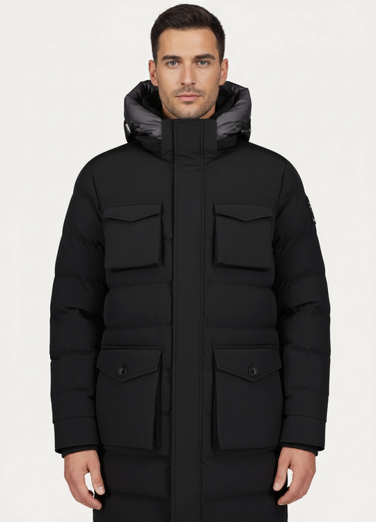 Men's Sandbanks Branksome Black Long Puffer Jacket