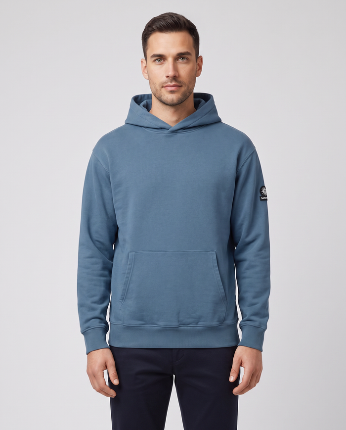 Men's Sandbanks Badge Logo Teal Hoodie