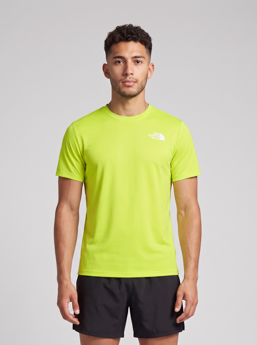 Mens The North Face 24/7 S/S Fizz Lime T Shirt — on model