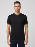 Men's Pal Zileri Black Mercerised T Shirt - Model Shot