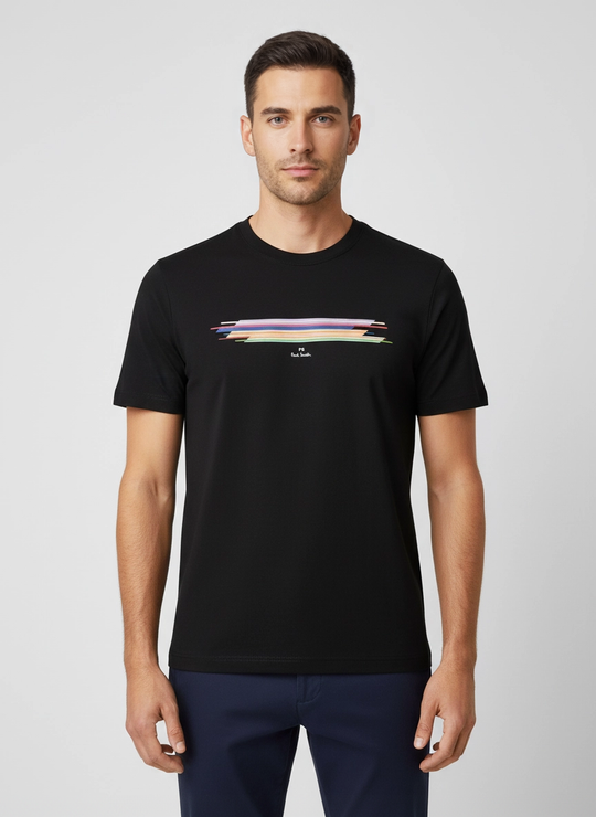 Mens Paul Smith Black Stripe Print T Shirt