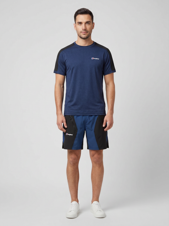 Men's Berghaus Dark Blue Farndale Tech T Shirt & Black Wavertree Short Set
