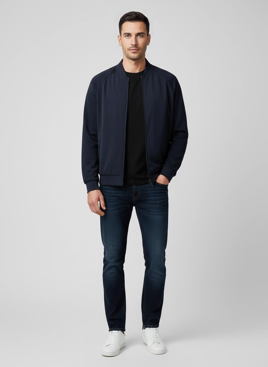 Mens BOSS Black P-Skiles 85 Dark Blue Zip Jacket