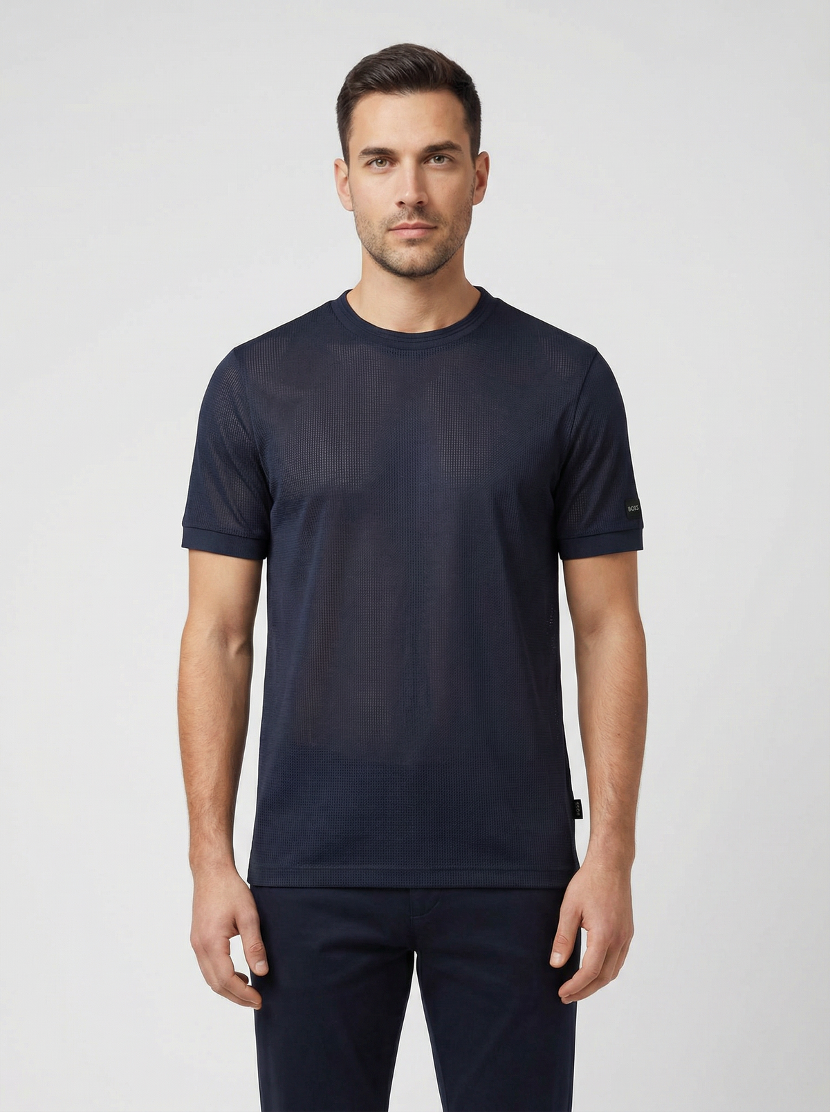 BOSS Black H-Thompson 70 Dark Blue T Shirt - Model Shot