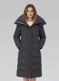Women's Sandbanks Haven Charcoal Long Puffer Jacket on model