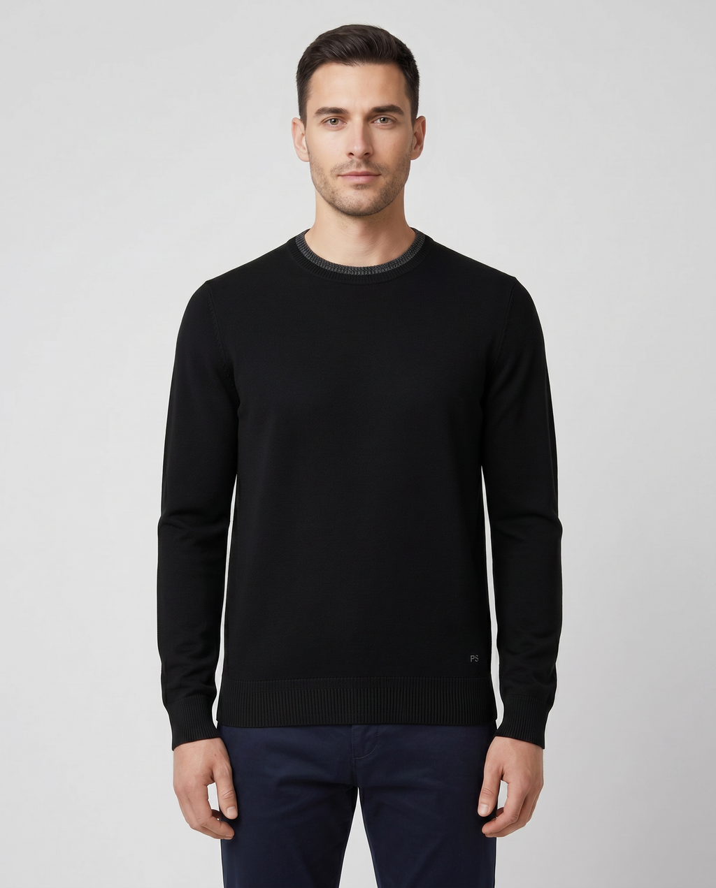 Mens Paul Smith Crew Neck Knit Black Jumper — on model