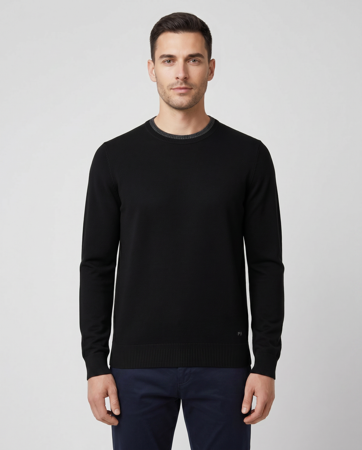 Mens Paul Smith Crew Neck Knit Black Jumper — on model