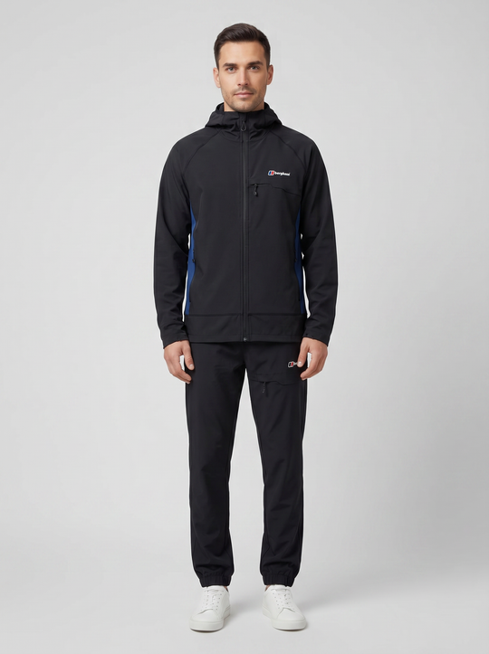 Men's Berghaus Black Wavertree Hooded Jacket & Wavertree Pant Tracksuit Set