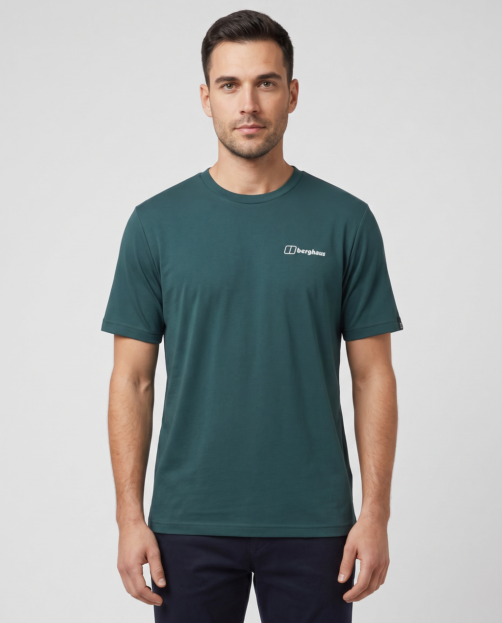 Men's Berghaus Blue Geo-Mountaintry Essential T Shirt — on model