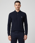 Mens Paul Smith Dark Navy Regular Fit Long Sleeve Polo Shirt — on model