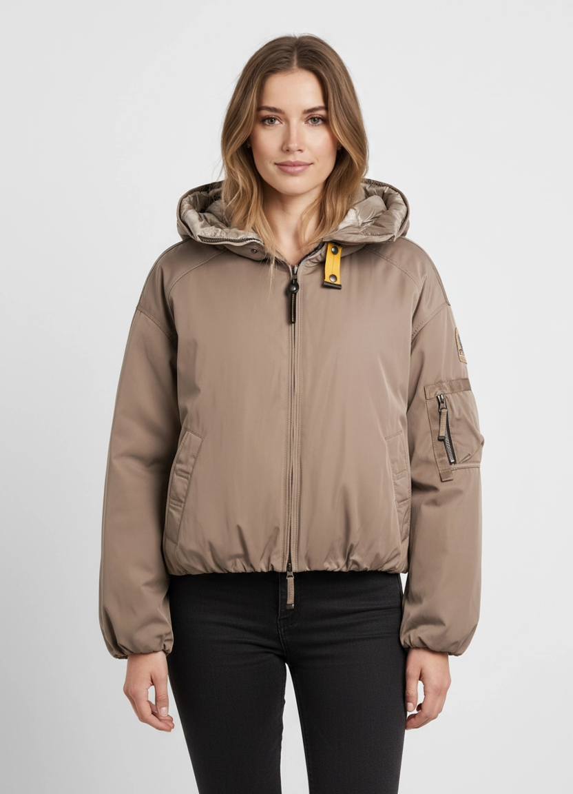 Women's Parajumpers Naadz Atmosphere Hooded Bomber Jacket on model