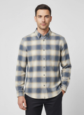 BOSS Black H-OWENL-K-P-261 Open Blue Shirt on model