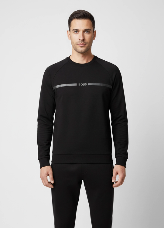 Men's BOSS Black Authentic Black Sweatshirt And Authentic Black Pants Tracksuit Set