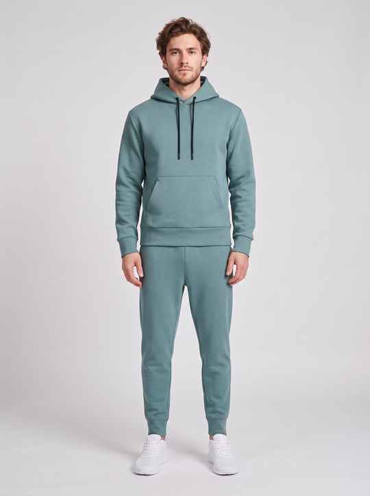 Men's On Running Focus Tech Hoodie 1 Agave & Focus Tech Sweatpants Tracksuit Set