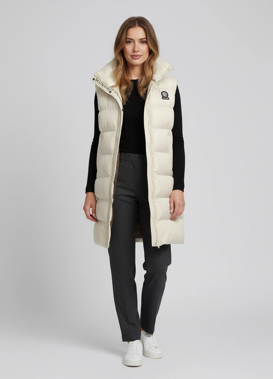 Women's Sandbanks Stone Bay Long Hooded Gilet