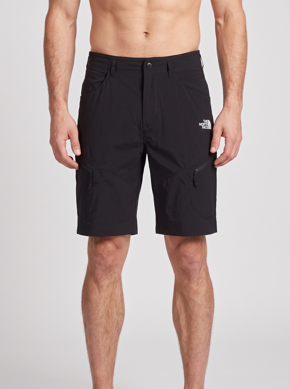 Men's The North Face Black Exploration Shorts — on model