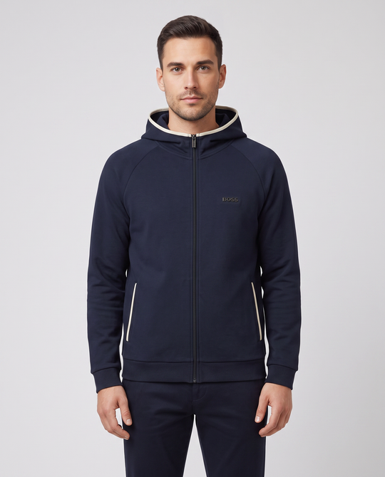 BOSS Black Sense Hooded Jacket Dark Blue