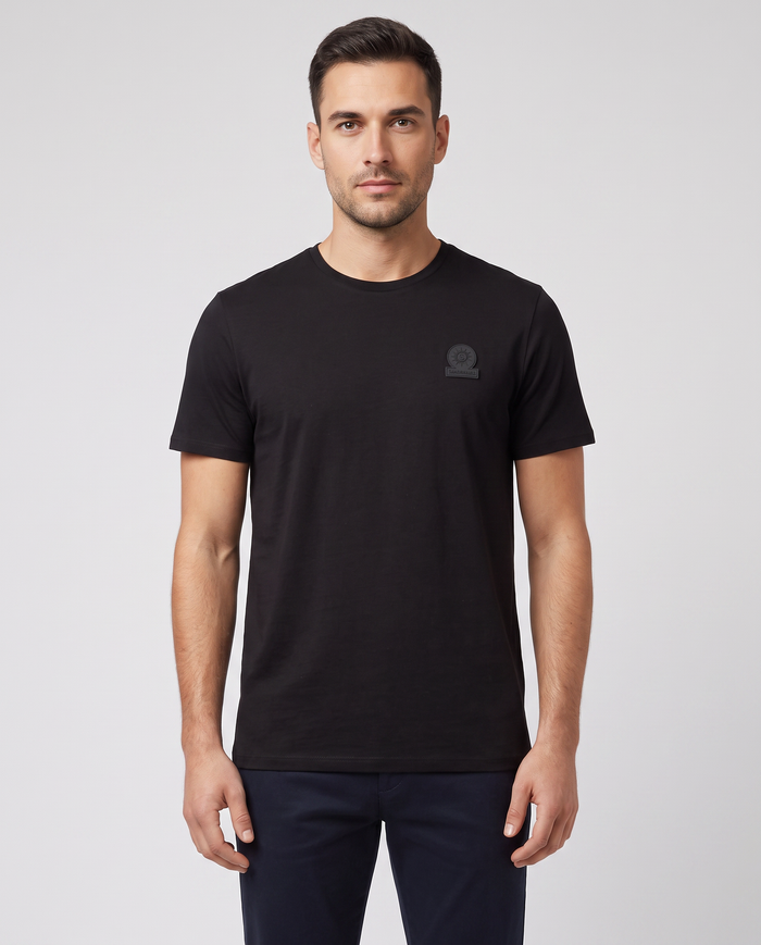Men's Sandbanks Rubberised Badge Logo Black T Shirt