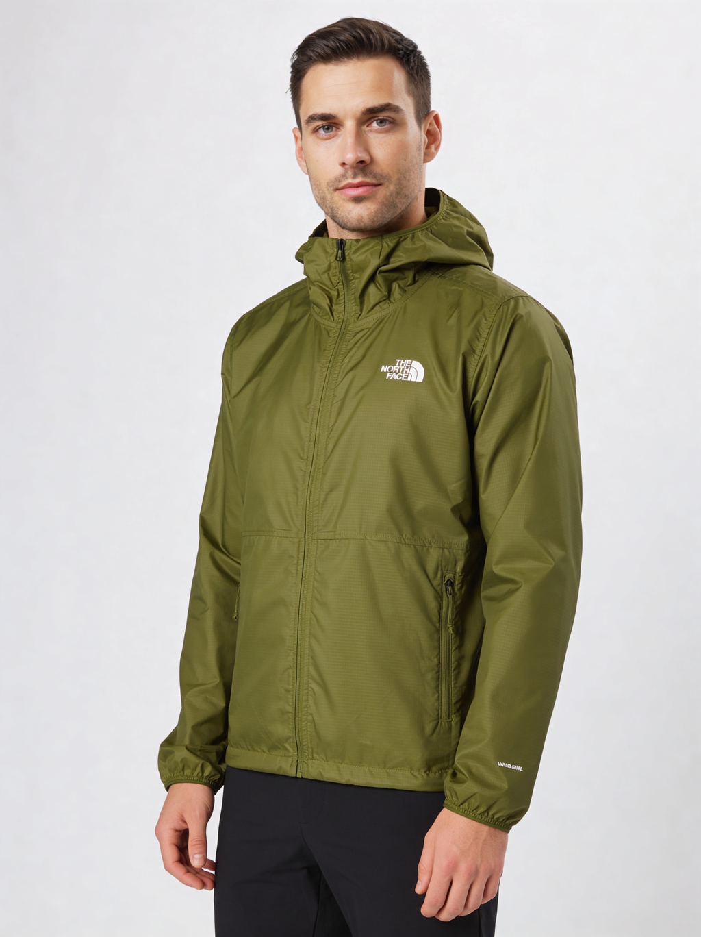 Mens The North Face TNF Cyclone Wind Woodland Green Jacket - Model Front