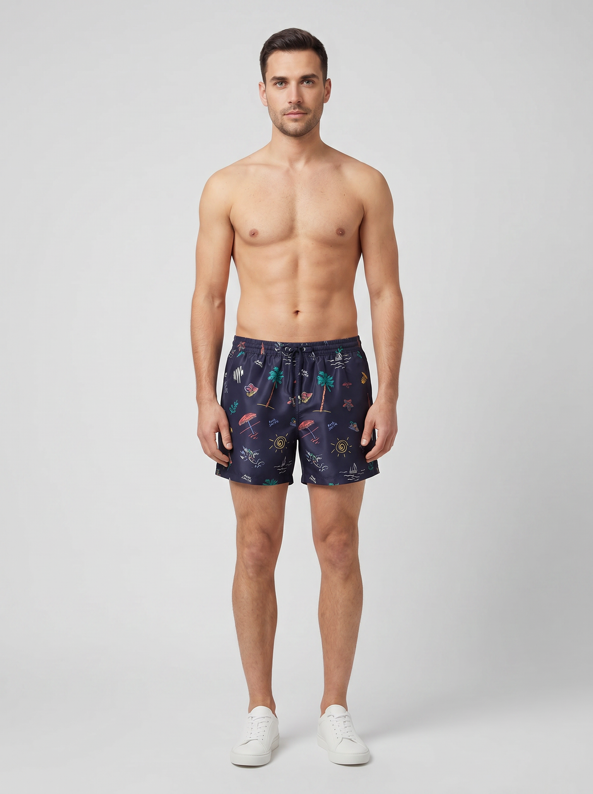 Men's Paul Smith Beach Print Swim Shorts — on model