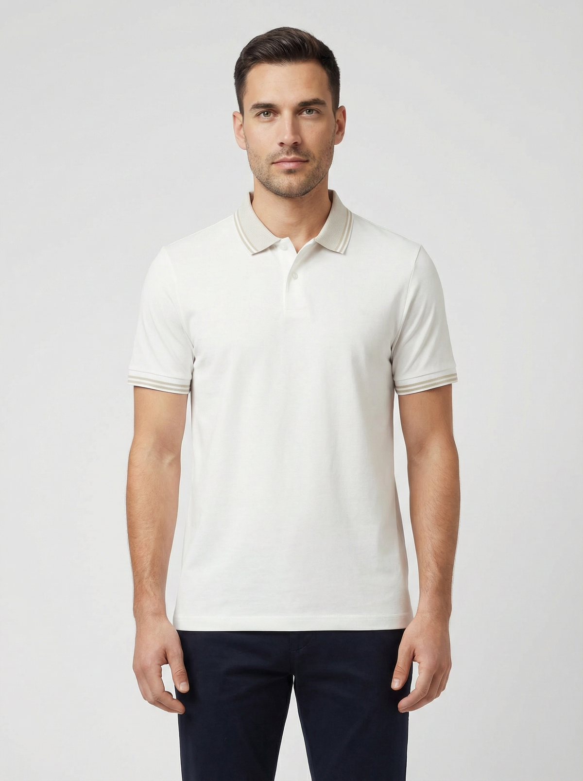 BOSS Black H-Phillipson 238 White Polo Shirt - Model Shot