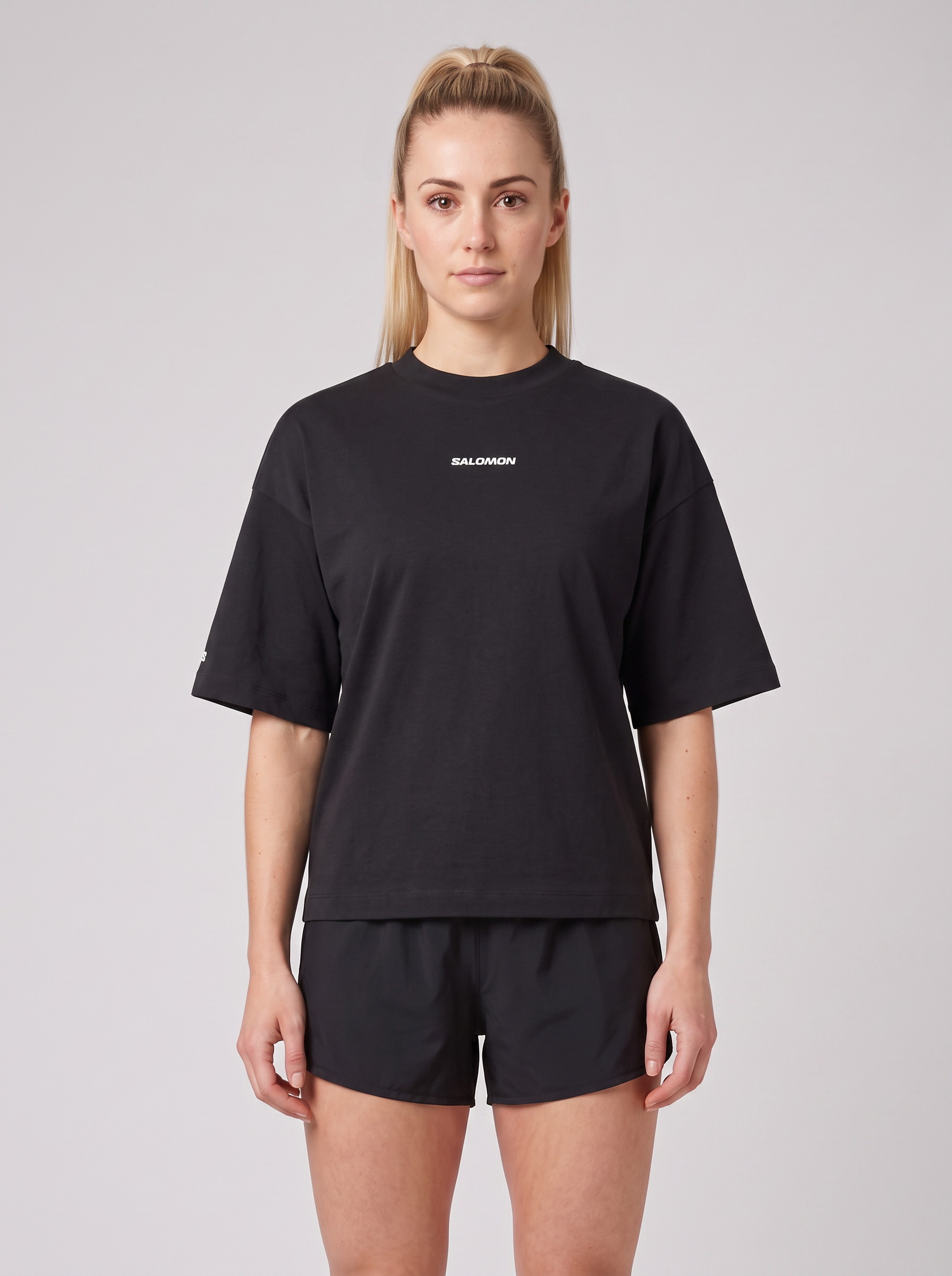 Womens Salomon LOGO SS TEE Deep Black T Shirts