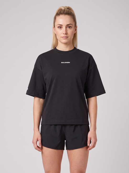 Womens Salomon LOGO SS TEE Deep Black T Shirts