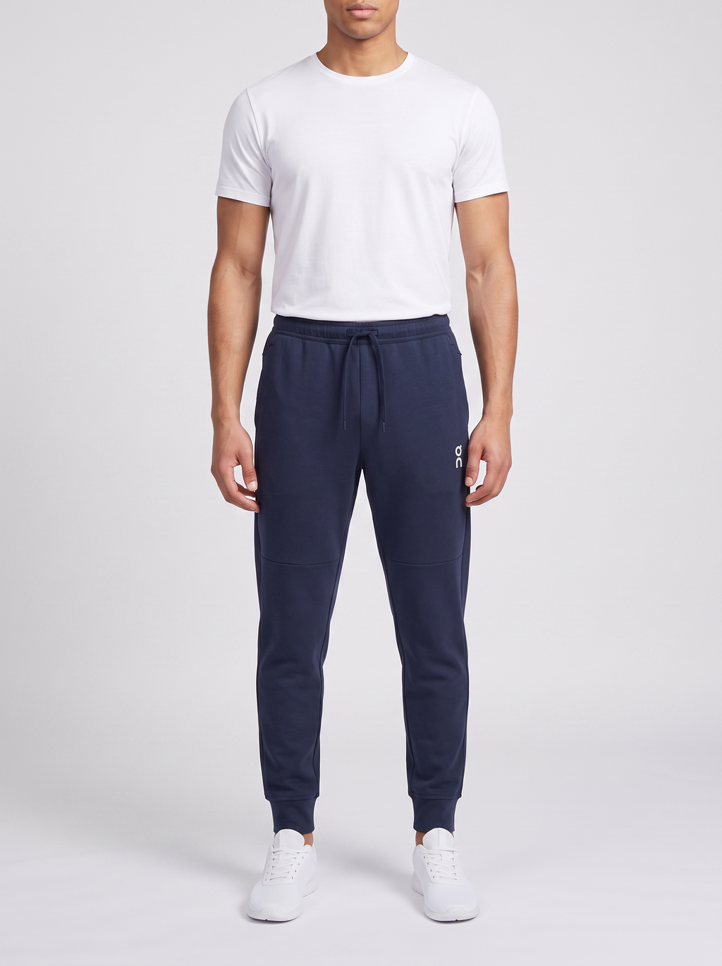 Men's On Running Navy Focus Tech Sweatpants — on model