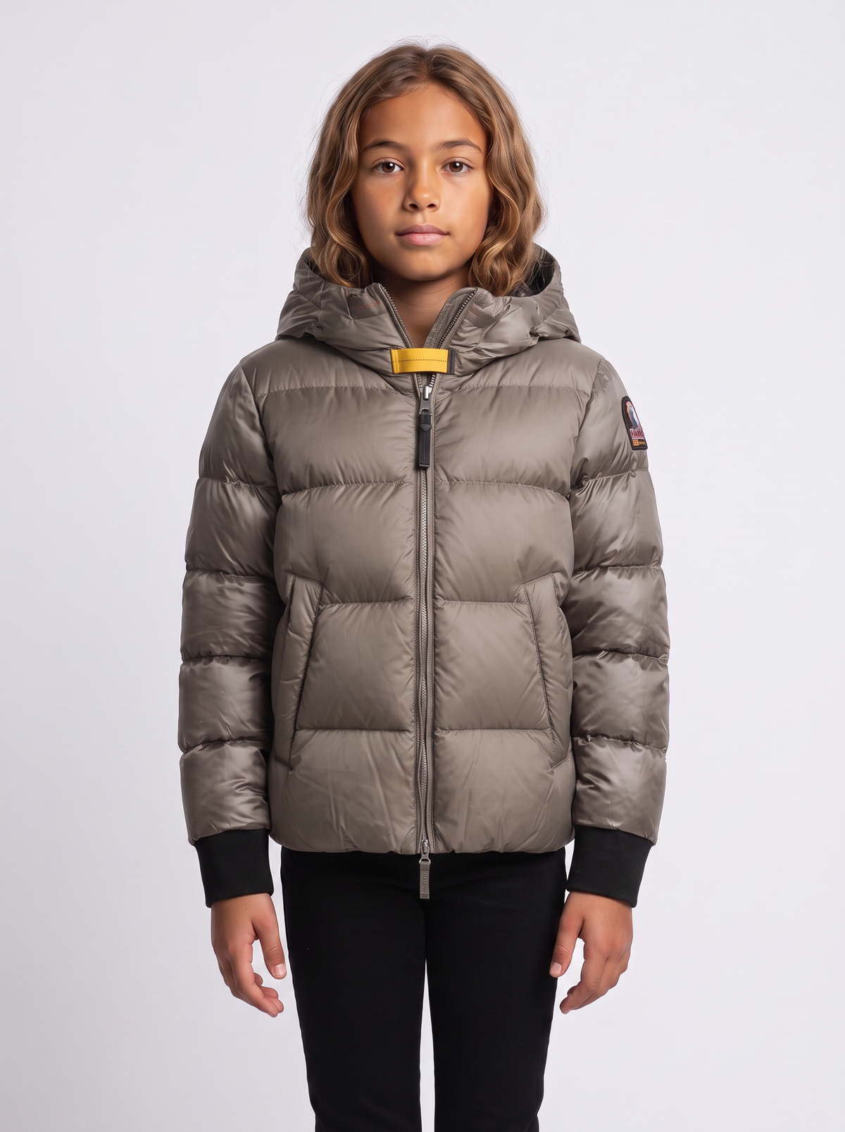 Girls Parajumpers Tilly Jacket in Slate Mud — on model