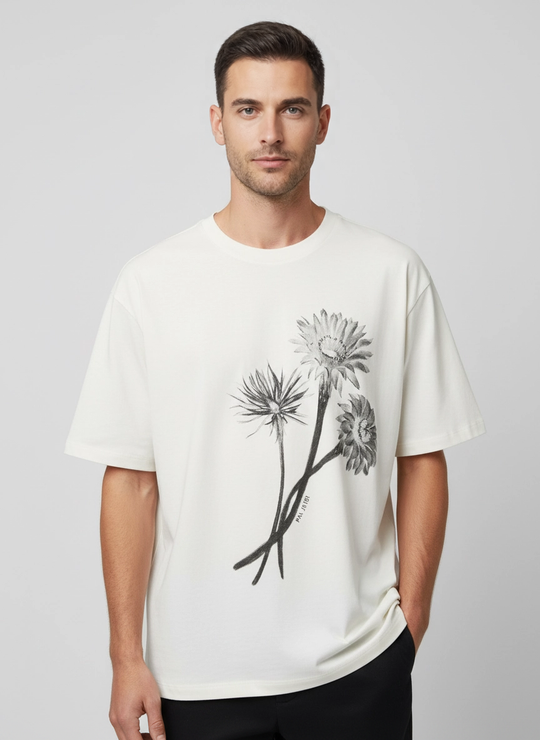 Men's Pal Zileri White Flower T Shirt