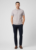 BOSS Green Paule 4 Open Grey Slim Fit Polo Shirt on model
