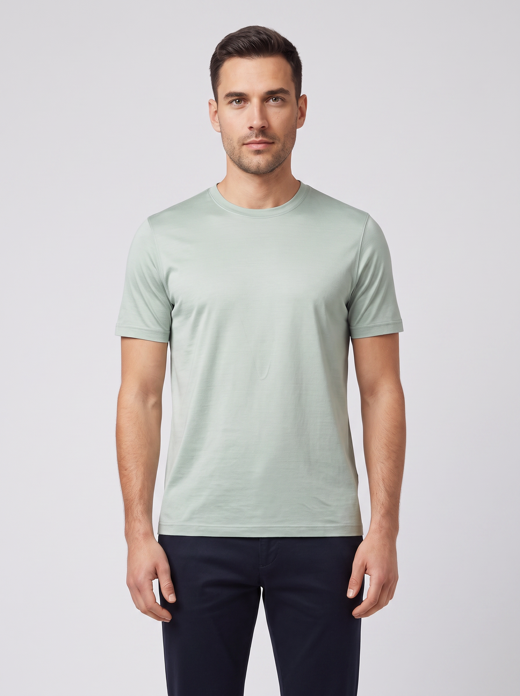 Men's Gran Sasso Green Mercerised T Shirt — on model