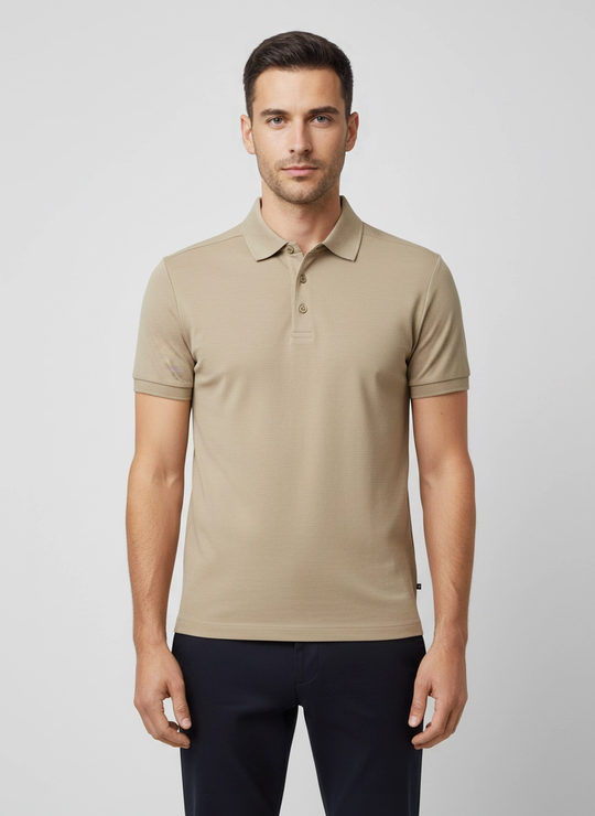Men's BOSS Black P Paino 440 Dark Beige Polo Shirt