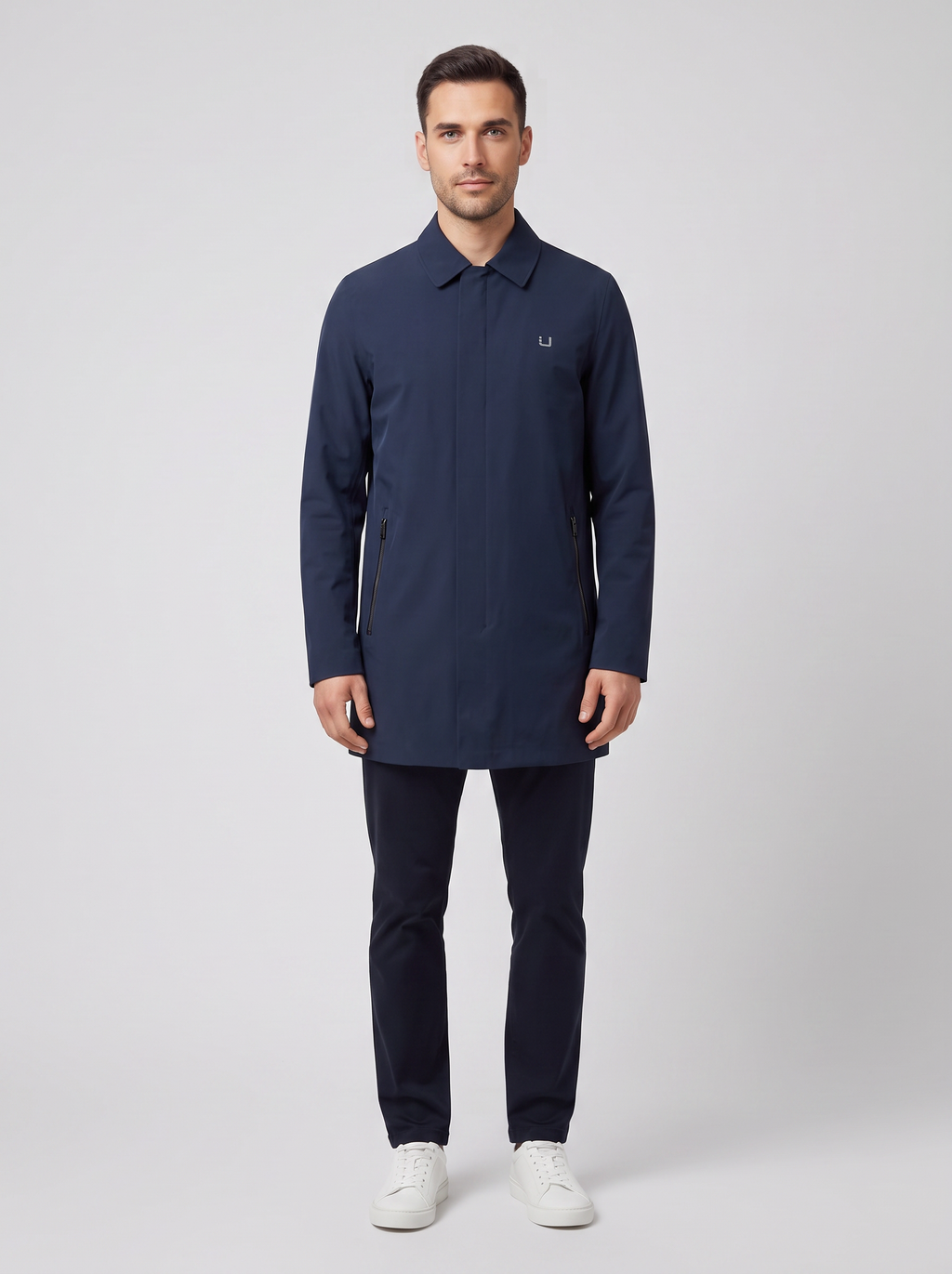 Men's UBR Regulator Coat Navy — on model