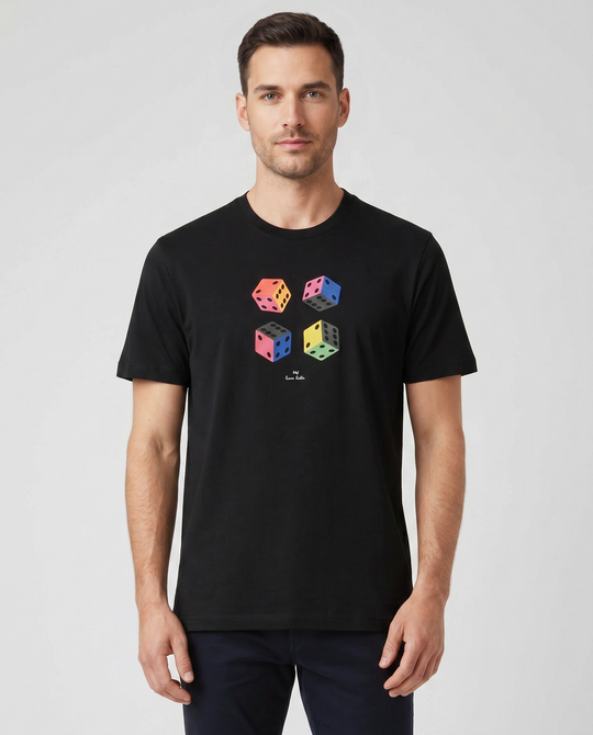 Mens Paul Smith Dice Print Black T Shirt