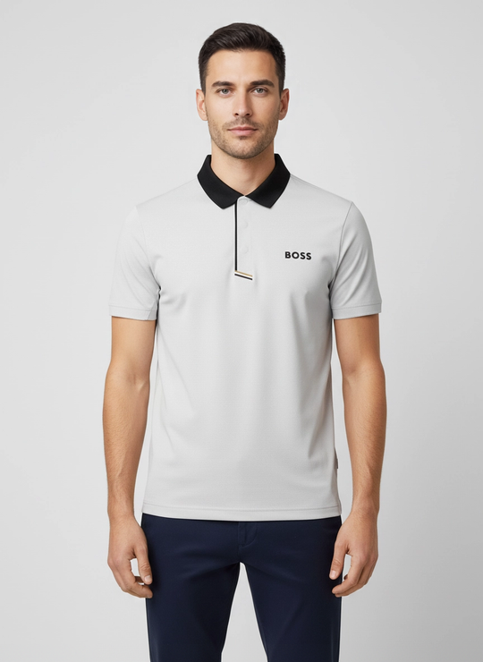 Mens BOSS Green PL_Paddytech GOC White Polo Shirt