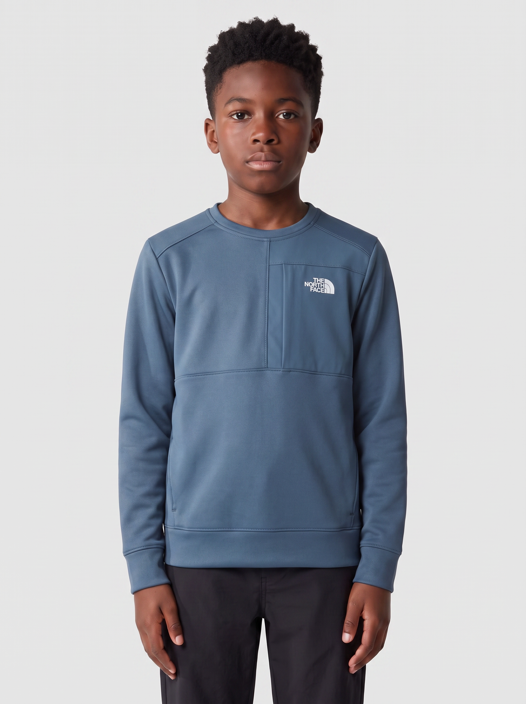 Teen The North Face Performance Fleece Crew Granite — on model
