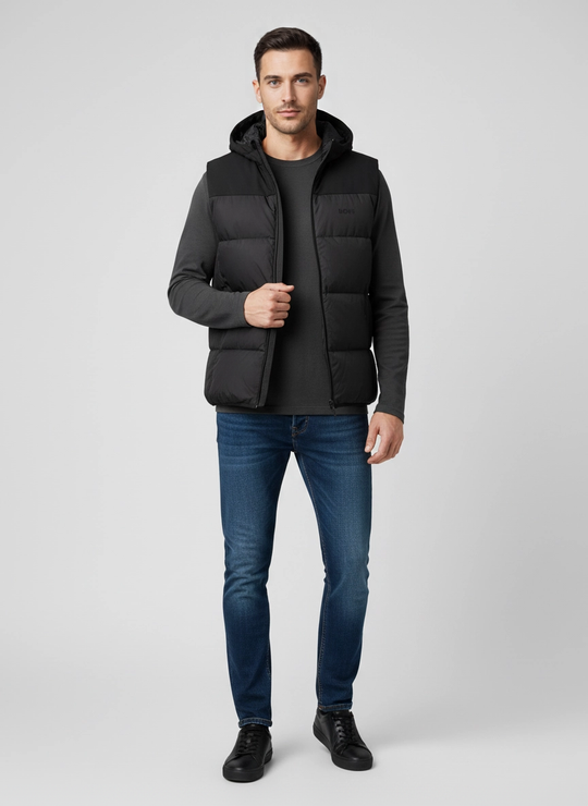 Mens BOSS Green OW_Block-X Vest HD Black Gilet