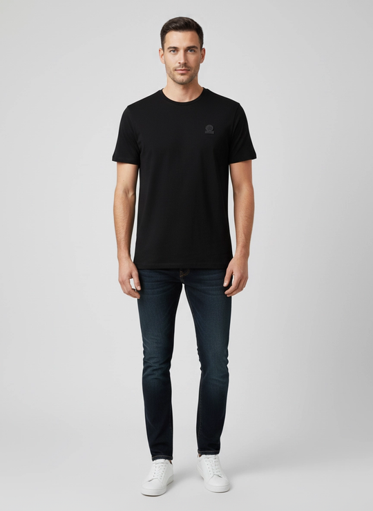 Men's Sandbanks Rubberised Badge Logo Black T Shirt