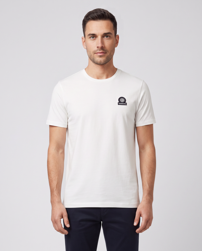 Men's Sandbanks Badge Logo White T Shirt