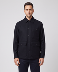Mens Belstaff Trail Overshirt Wool Dark Ink Overshirts — on model