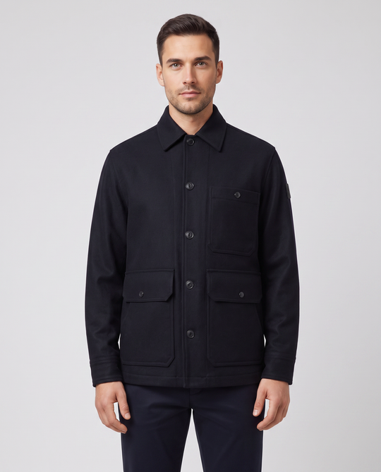 Mens Belstaff Trail Overshirt Wool Dark Ink Overshirts