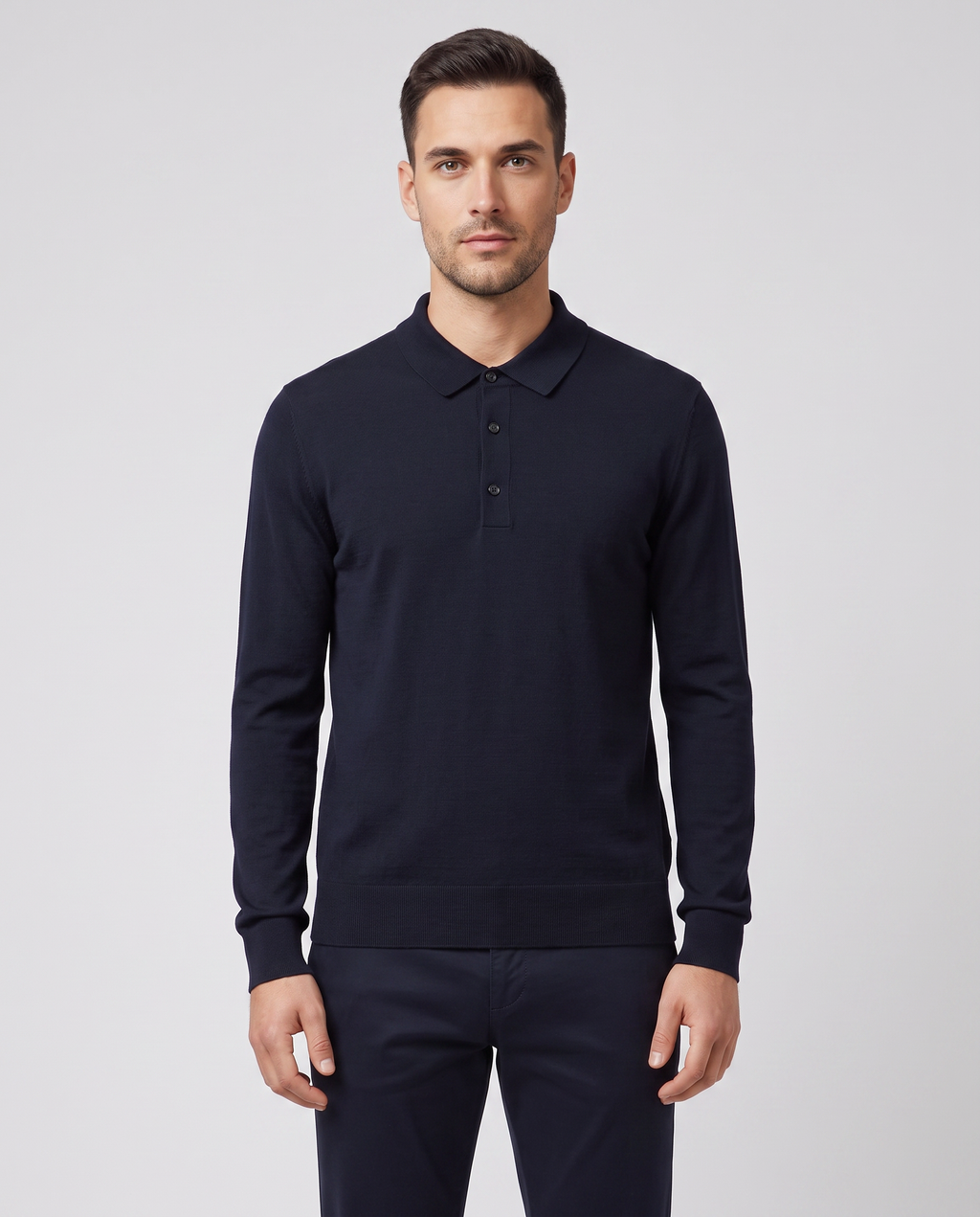 BOSS Black H-Lancione Dark Blue Knitwear — on model