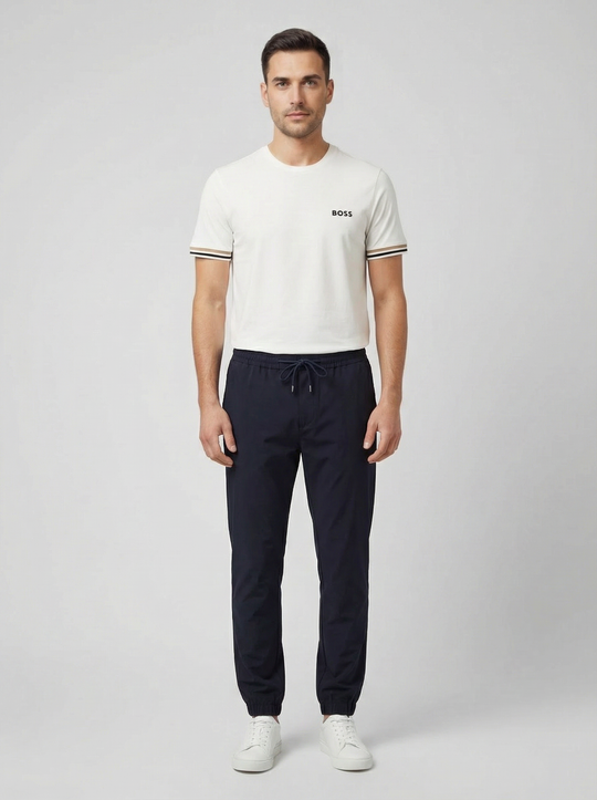 Men's Pal Zileri Navy Blue Technical Drawstring Trouser