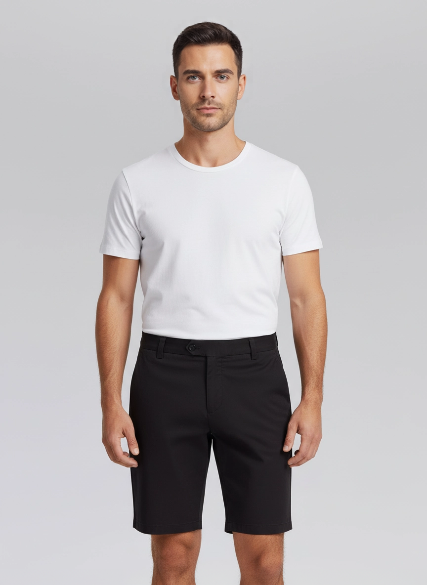 Men's Sandbanks Black Chino Shorts on model