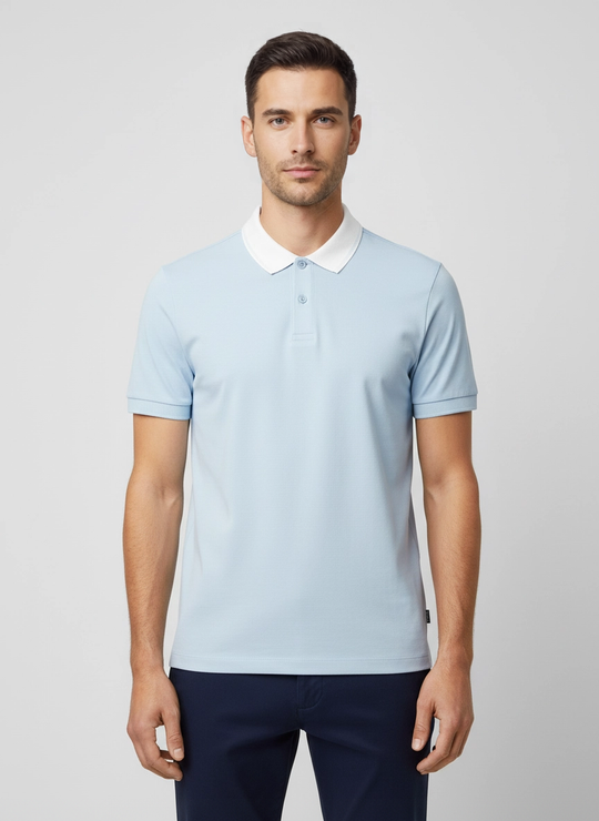 Mens BOSS Black H-Phillipson 199 Slim Fit Light Pastel Blue Polo Shirt