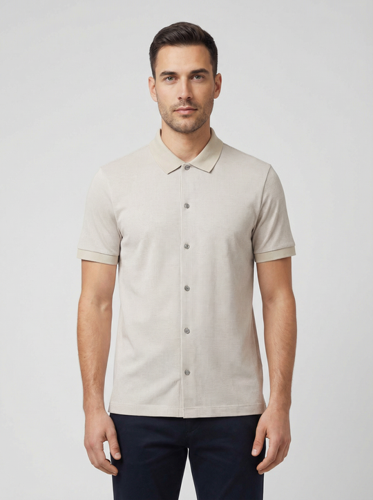 BOSS Black H-Powell 102 Open Beige Polo Shirt