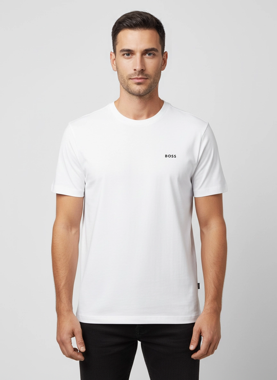 Mens BOSS Green Tee White T Shirt