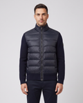 Mens Belstaff Compound Cardigan Down Dark Ink Knitwear — on model