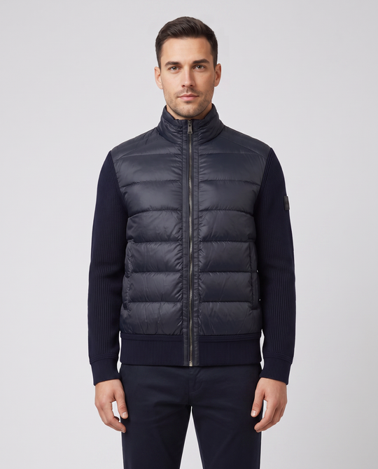 Mens Belstaff Compound Cardigan Down Dark Ink Knitwear